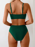 Sexy Black Metal V Wire Bikini Set 2026 Women Hollow Out Push Up Bra High Waist Swimsuit Beach Bathing Suit Two Piece Swimwear