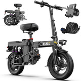 UPlee GS5 48V 15AH Battery EBike,30+MPH,740W Folding Electric Bike,35 Miles Max Range Electric Bike for Adults, 14" Fat Tire