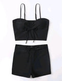 Drawstring Front Shorts Bikinis 2026 High Waist Swimsuit Women Swimwear Female Bathers Bathing Swimming Swim Suit Beachwear