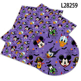 Halloween Disney Mickey Cartoon Print Artificial leather DIY Earring Hair Bow Bag Crafts  faux Leather  22X30CM litchi