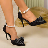 2026 new Design White Pearl Bowknot Women Pumps Sexy Pointed Toe High Heels Wedding Prom Shoe PVC Transparent Sandal Female