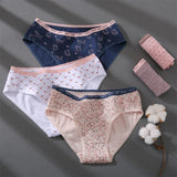 3Pcs/set Women Printing Floral Panties Low-Rise Cotton Briefs Female Comfortable Underwear Female Soft Panties Lingerie M-2XL