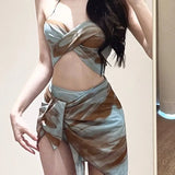 New Fashionable Plus Size Multi Piece Set Split Swimsuit for Women Covering  Belly  Slimming Down Hot Spring Vacation Swimsuit