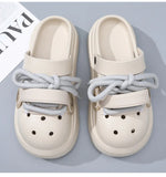 Women Summer Sandals Lace-up Style 2 Way to Wear Couples Fashion Platform Clogs Soft EVA Thick Sole Men Beach Street Slippers