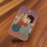 I Love Amy  AMY x BIBI Anime Rectangle Card Case Keychain Access Card Bag Key Tag Ring Leather Card Holder Key Ring Access