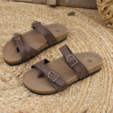 2026 Women's Cork Footbed Slide Sandal Adjustable Buckle Summer Outdoor Suede Sandals with Arch Support Non-slip