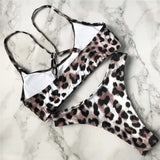 New S - XL Sexy Hot Pink Leopard Bikini Women Swimwear Female Swimsuit Two-piece Bikini set Bather Bathing Suit Swim Lady V871P