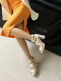 Summer Sexy Gladiator Women Sandals Designer Peep Toe Hollow Out High Heels Platform Party Ladies Shoes Zipper Sandales Femmes