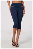 Hip Lifting Midi Length Yoga Pants Women Contrast Color Gym Sports High Waist Capri Trousers Breathable Fitness Running Leggings