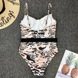 2026 High Quality Sexy One Piece Swimsuit Swimwear Women Push Up Pit Striped Metal Chain Straps Bathing Suit Beachwear with Belt
