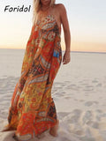 Paisley Print Bohemian Wide Leg Long Pants Jumpsuit Women Summer New Overalls Spaghetti Strap Loose Casual Boho Jumpsuit Tassel