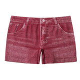 Denim Shorts Women Shorts High Stretchy Imitation Denim Short Leggings with Pockets Tight Fitting Summer Shorts