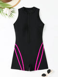 2026 Large Plus Size Swimsuit Women One Piece Zipper Sporty Swimwear Female Bathers Bathing Swimming Swim Suit Beachwear 4XL