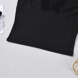2026 Spring Summer New Arrival Elegant Sleeveless Women's Short Top Chic Fitted Lace-Panel Deep V-Neck Crop Tank Top Commute