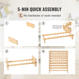 SucceBuy 8-Tier Bamboo Stackable Wine Rack Free Standing Storage