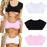 2026 Summer Sexy T-shirts Women Solid Color Short Sleeve Crop Tops Shirts Party Club Casual Tee Tops Black White Pink