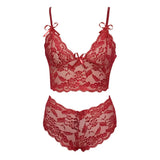 2026 New Floral Thin Lace Lingerie Set Women Triangle Cup Bralette Adjustable Strap Printed Intimate Underwear Suit