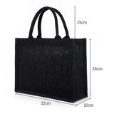 ABQR 6PCS Black Burlap Tote, Tote Bags with Handles & Laminated Interior, Wedding Bridesmaid Gift Bags, Blank Bags