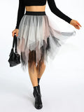 Women's Irregular Tulle Long Skirts Elastic High Waist Layered Mesh Tutu A-line Skirts Bohemian Korean Fashion Y2K Skirts