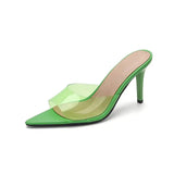 Spring and Summer New Style Fashion High Heels Women's Slippers Pointed Tip Concise Sexy Party Women's Shoes High 8cm Size 35-43