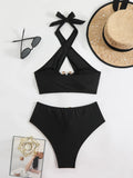 Halter Cut Out High Waist Bikini Female Swimsuit Women Bandeau Swimwear Two-pieces Bikini set Bather Bathing Suit Swim Beachwear