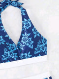 2026 Halter Sporty Bikinis Printed Swimsuit Women High Waist Shorts Swimwear Female Bathers Bathing Swimming Swim Suit Beachwear