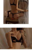 MOYISU Parisian Sheer Bralette Set - Ultra-Thin Wire-Free Bra No Padding Anti-Sag Lace Cutout Lingerie Sexy Vacation-Ready Tushy