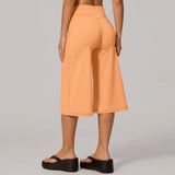 Summer New Yoga Mid Pants for Women Quick Drying Solid High Waist Loose Fit Yoga Trousers Gym Running Fitness Exercise Leggings