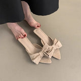 2026 New Women's Summer Butterfly-knot Low Heel Slippers Elegant Open Toe Party Dress Shoes Fashion Outdoor Ladies Slides