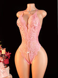 Hot Lingerie Sexy Bodysuit Open Crotch Adult See Through Clothes Perspective Lace Pajamas One Piece Crotchless Teddy BabyDoll
