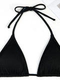 3 Pieces Triangle Halter String Bikini 2026 Solid Swimwear Female Sexy Swimsuit Women Bathers Bathing Swimming Swim Suit