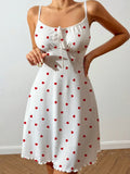 Women's Sexy Nightdress Night Gown Heart Printed Halter Neck Pajamas Mini Dress Casual Sleepshirts Nightdress Sleepwear