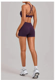 Women's Nude Yoga Sets Sports Cross Beauty Back Bra Hip-lifting Slim Fit Shorts Suits Running Fitness Workout Gym Sets