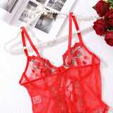 Toucheart Sexy Interesting Lingerie Red Lace Body Sissy Open Crotch Hot Sexy Adult Womens Clothing Fancy Floral Lace Up Tights