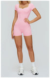 Yoga Set Women's Tracksuit Yoga Overalls One-Piece Sportswear Women's Short Sleeves Gym Workout Clothes Fitness Stretch Bodysuit