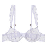 Summer French Minimizer Bra Beachwear Large Bust Pure Embroidery Lace Ultra Thin Plate Size Light Support Wirefree AU MOYISU