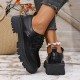 Women Spring New Black Platform Flats Shoes Women Loafers Slip on Boat Shoes Designer Casual Leather Oxfords 2026