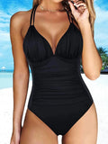 Ruched Wrinkled One Piece Swimsuit Women Swimwear Female Monokini Backless Swimsuits 2025 Bathing Suit Swim Beach Wear Bodysuit
