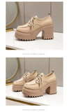 Spring Women Pumps Black Loafers Chunky 10CM High Heels High Platform British Autumn Ladies Thick Bottoms Shoes 2026 New