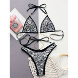 New Bling Sequins Halter Metal Chains Bikini Women Swimwear Female Swimsuit Two-pieces Bikini set Bather Bathing Suit Swim K4865