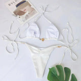 Snake Skin Rhinestone Diamond Bikini Female Swimsuit Women Swimwear Two-pieces Bikini Set High Cut Halter Bathing Suit Swim Lady