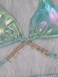 Wrap Around Halter Metal Chains Bikinis 2025 Diamond Bikini Women Swimsuit Female Swimwear Two Pieces Bikini set Bathing Suit