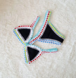 Bikini Crochet 2026 Handmade Knit Patchwork Reversible 2 Piece Swimsuit Women Halter Top Brazilian Bathing Suit Thong Swimwear