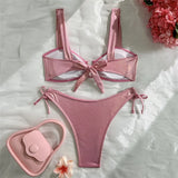 U Shaped Glitter Sparkling Shiny Bikini Female Swimsuit Two-Pieces Bikini Set Women Swimwear Brazilian Bathing Suit Bather V7564