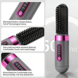 For Travel Beauty Hair Tool Wireless Mini Hair Styler Portable Rechargeable Curling & Straightening Comb Temperature Adjustable