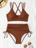 2026 Strappy Triangle Bikinis Women Sexy Swimwear Female High Waist Swimsuit Solid Bathers Bathing Swimming Swim Suit Beachwear