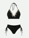 Vintage Black Starfish Shell Ornament Bikini Set 2026 Women Tassel Skirt 3 Piece Swimsuit Summer Bathing Suit Holiday Swimwear