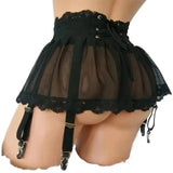 High Waist Garter Belt Panties Babydolls Erotic Lingerie Women Plus Size Black Mesh Skirt Sexy Tanga Suspenders Baby Doll Dress