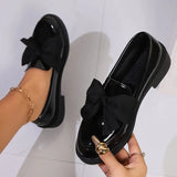 2025 Spring Black Bow Tie Loafers Women Preppy Platform Thick Sole Pumps Lady British Retro Style Office Pu Leather Shoes Mujer
