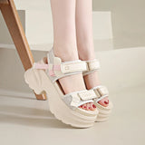 Silver Chunky Platform Sandals for Women Summer Wedge Heels Sport Sandals Woman Comfortable Thick Bottom Casual Sandles Female